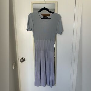 Emporio Armani Light Blue Ribbed Midi Dress